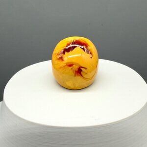 Vintage Chunky Marbled Butterscotch Domed Lucite Plastic Statement Ring Mod Sz 5